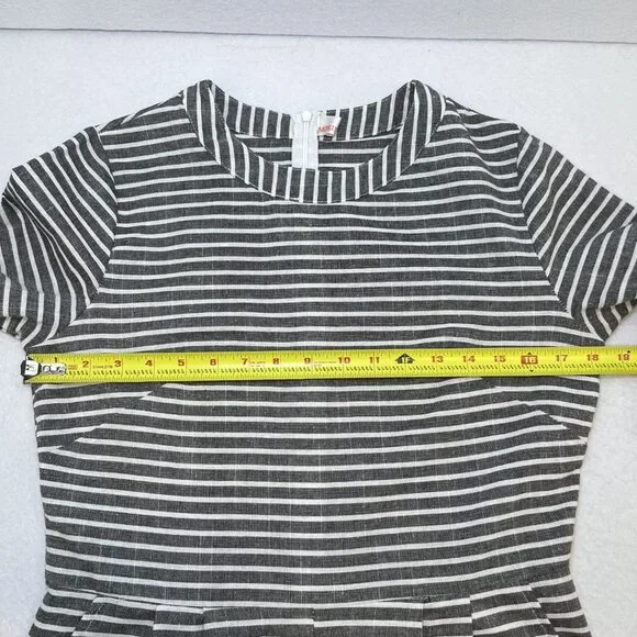 Mokingtop crop jumpsuit lightweight cotton black white stripes womens sz M - Picture 11 of 16